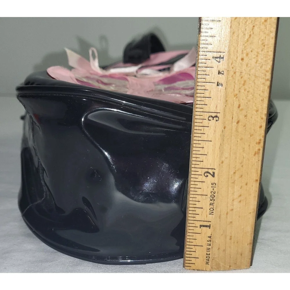 Vintage Dance Shoe Bag Pink Black Patent Slipper Graphic Zip Pouch Y2K